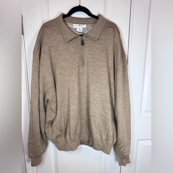 Fairway & Greene XXL Wool Golf Quarter Zip Sweater Tan Lined Old Money - Picture 1 of 11